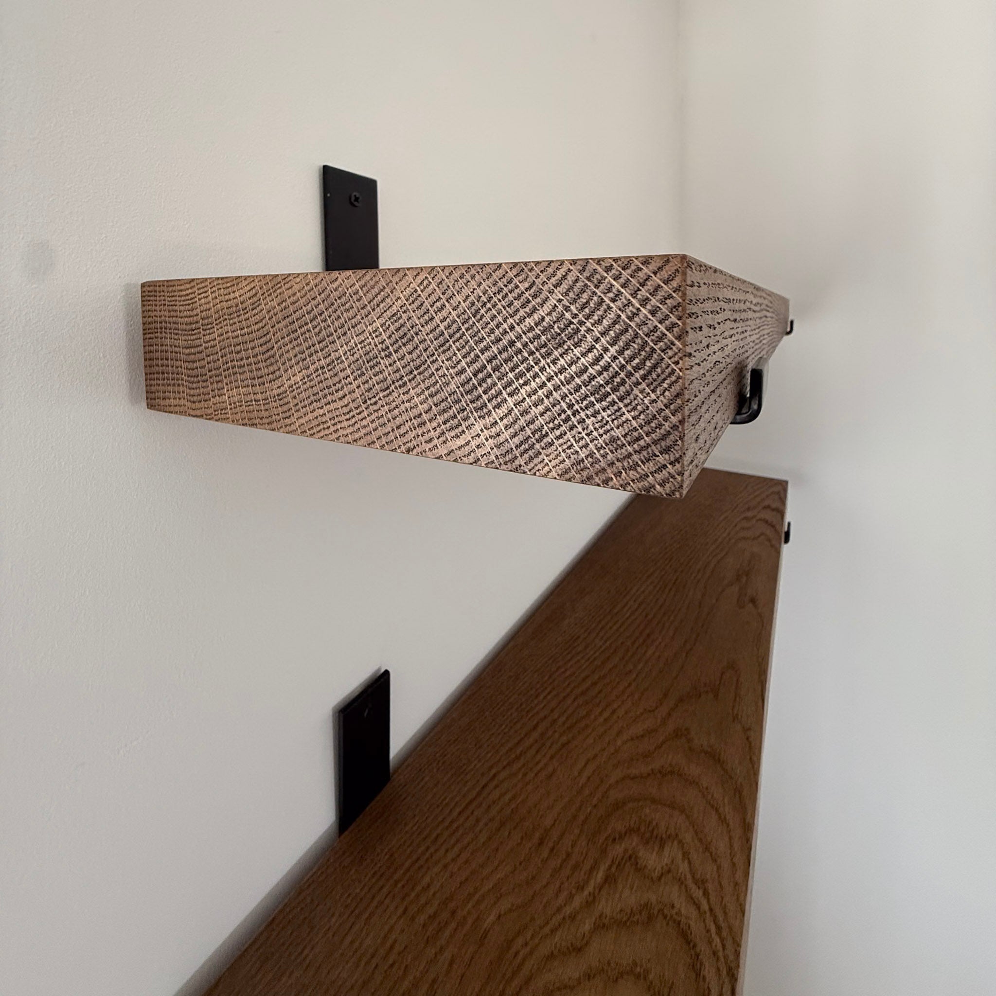 Solid European Oak Shelf 50mm with Metal Brackets - The Rustic Grove Co.