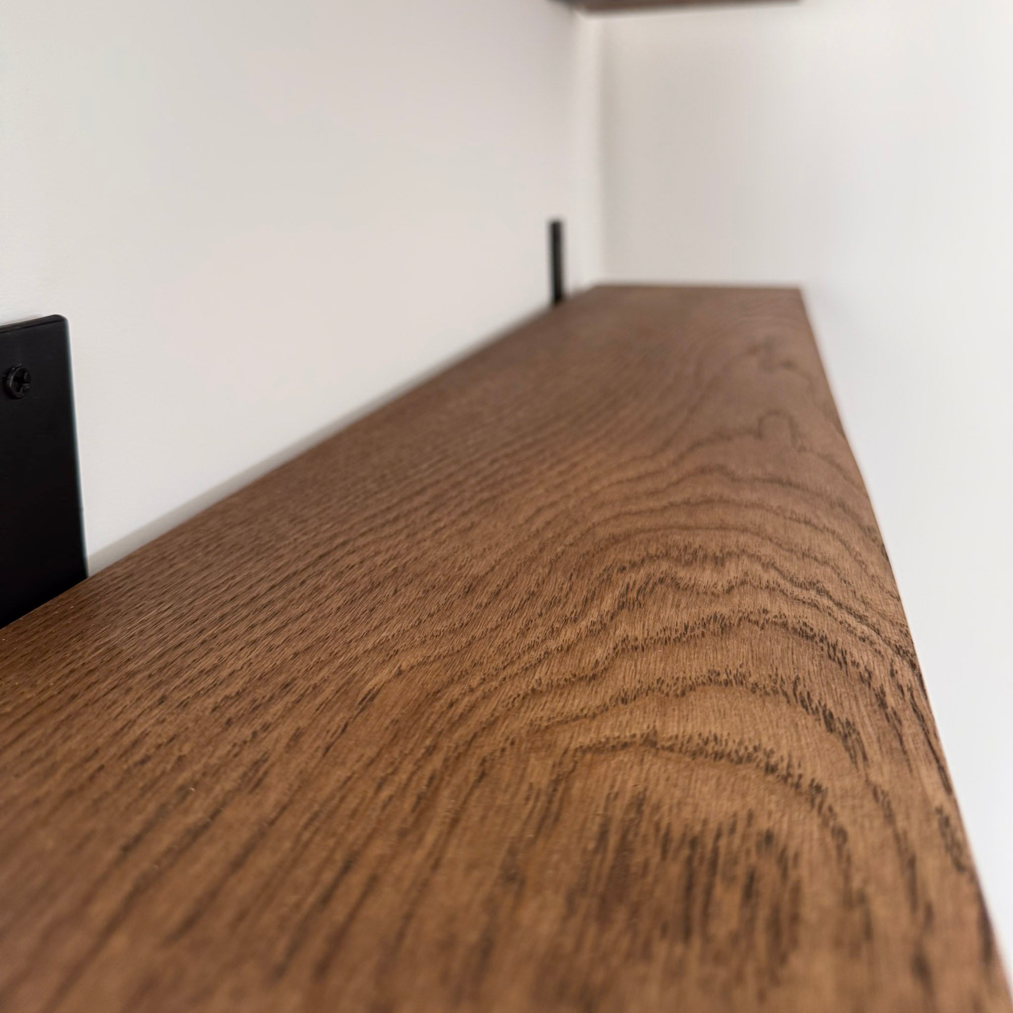 Solid European Oak Shelf 50mm with Metal Brackets - The Rustic Grove Co.