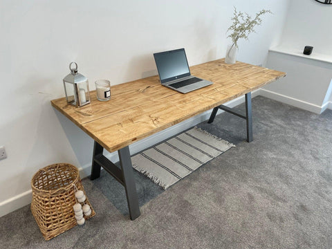 Whitstable | Rustic Solid Wood Home Office Computer Desk - Stripped Pine - The Rustic Grove Co.